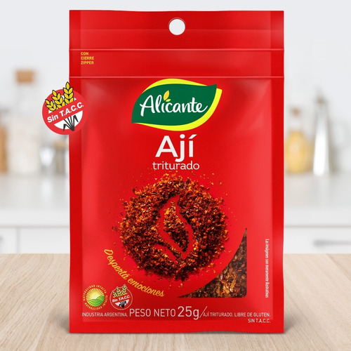 778 - Especias Ají triturado - Cont. neto: 25 gr - Marca: Alicante - numero: 778