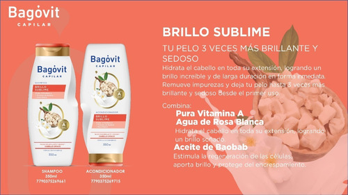 947 - Acondicionador Brillo sublime - Cont. neto: 350 ml - Marca: Bagovit - numero: 947