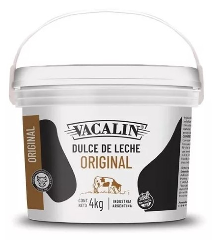 Dulce de leche estilo original  - 4 Kg / 8,8 lb. - Marca: VACALÍN