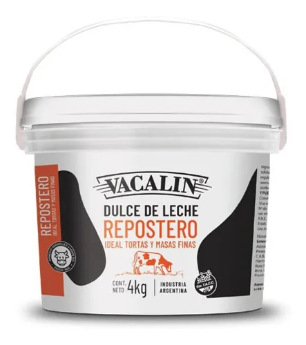 Dulce de leche tipo repostero  - 4 Kg / 8,8 Lb. - Marca: VACALÍN