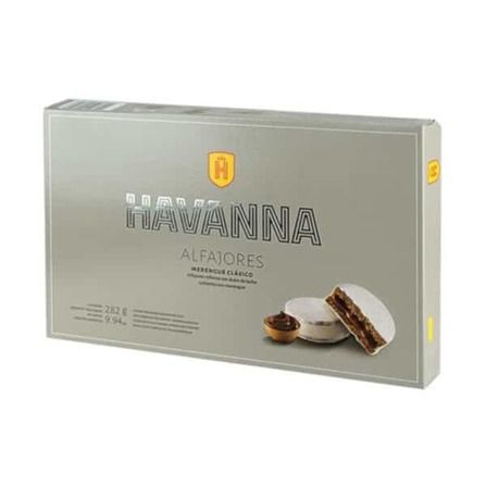 Alfajores con merengue y dulce de leche - Pack x 12 u (La foto es a modo ilustrativo, la caja puede variar sin previo aviso) - Marca: HAVANNA