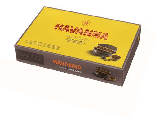 Alfajores de chocolate  - Pack x 12 u. - Marca: HAVANNA