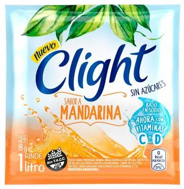 Jugo en polvo sabor Mandarina - 8 gr / 0,28 Oz. - Marca: CLIGHT