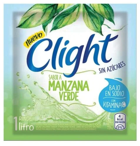 Jugo en polvo sabor Manzana Verde - 8 gr / 0,28 Oz. - Marca: CLIGHT