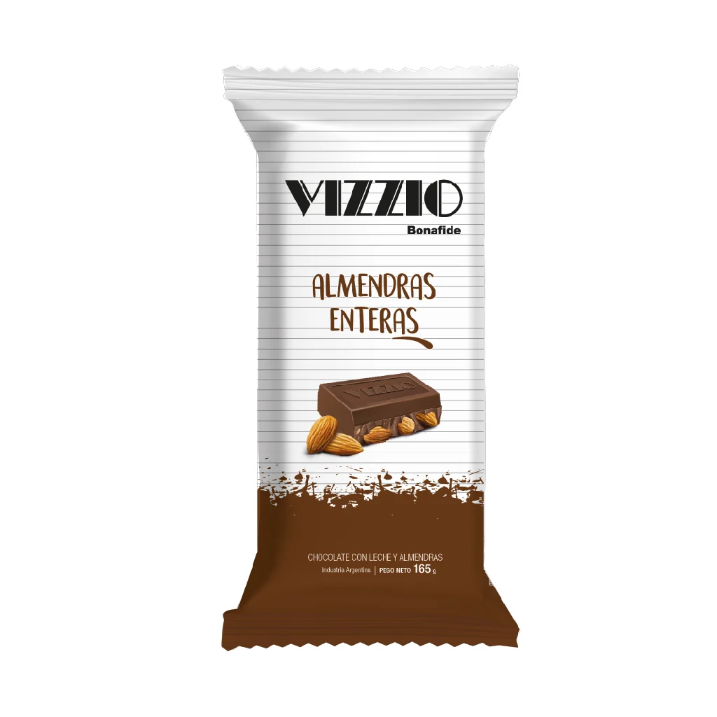Tableta de chocolate Vizzio con Almendras enteras - 165 g / 5,8 Oz. - Marca: BONAFIDE