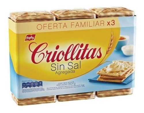 Galletitas Sin Sal agregada - 507 g / 17,8 Oz. - Marca: Criollitas