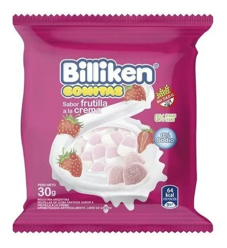 Gomitas Frutillas a la crema - 30 gr / 1.05 Oz. - Marca: Billiken