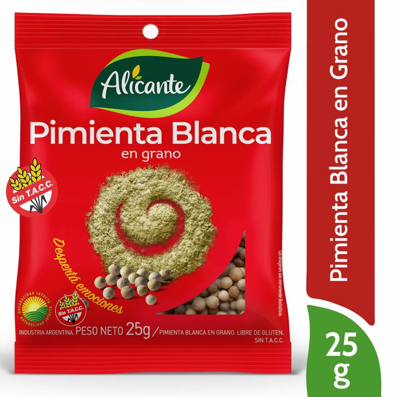 Pimienta blanca en grano - 25 gr / 0,8 Oz. - Marca: ALICANTE