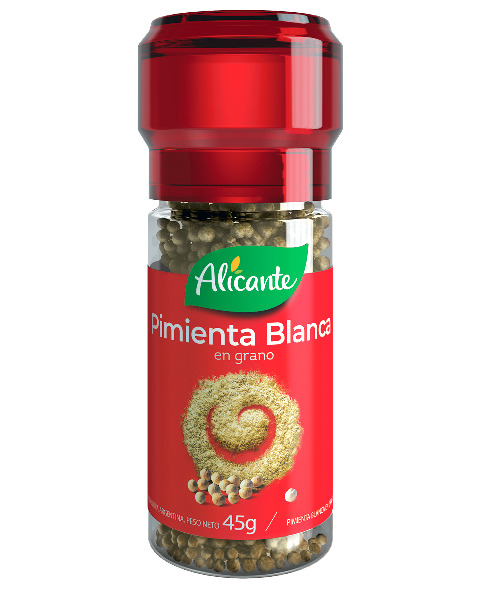 Pimienta blanca en grano  - 45 gr / 1,5 Oz. - Marca: ALICANTE