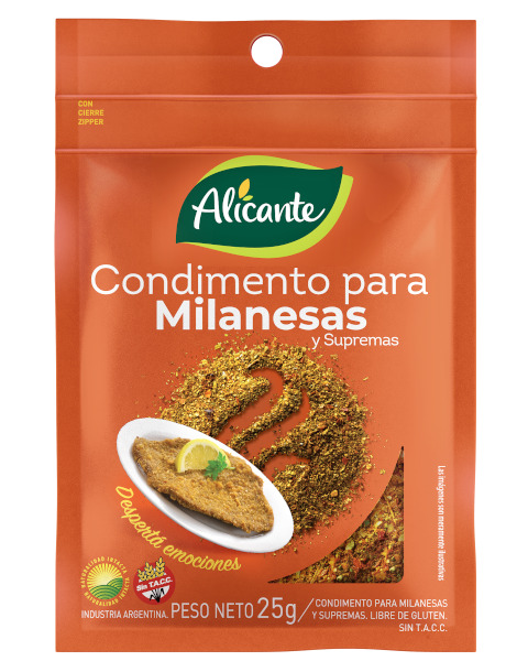 Condimentos para milanesas y supremas - 25 gr / 0,7 oz. - Marca: ALICANTE