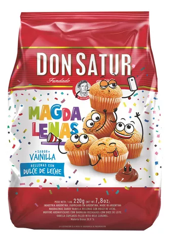 Magdalenas de vainilla con relleno de dulce de leche - 220 gr / 7,7 Oz. - Marca: DON SATUR
