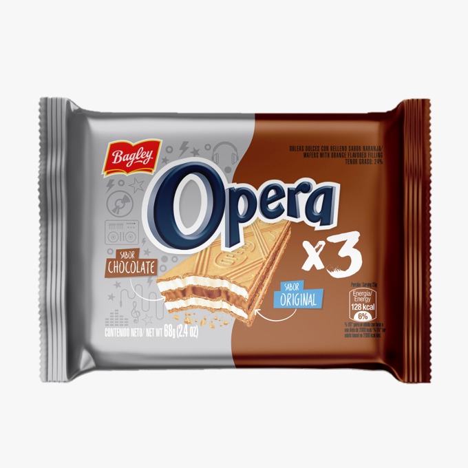 Obleas dulces sabor chocolate - 68 gr / 2,39 Oz. - Marca: Ópera