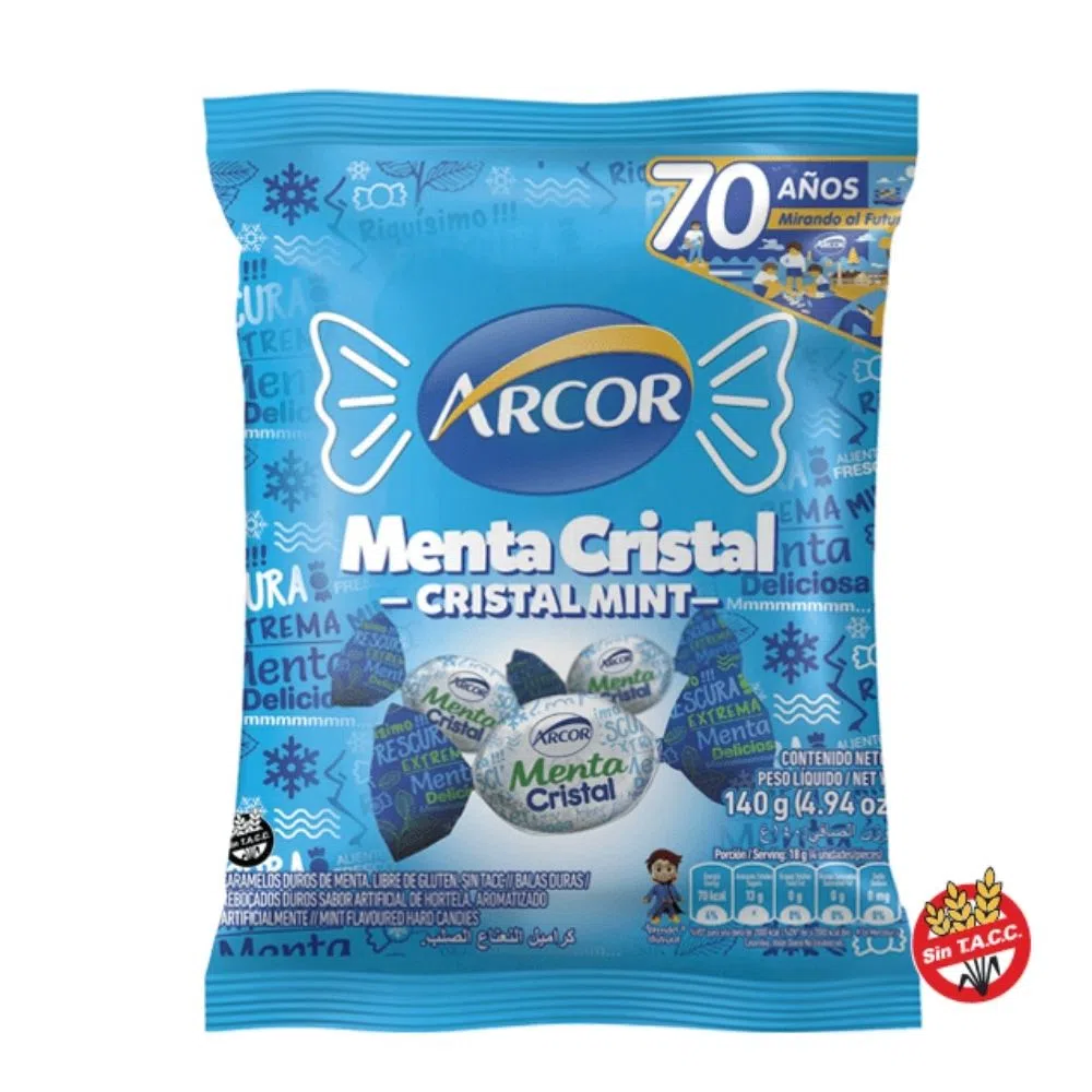 Caramelo duro sabor Menta Cristal - 140 gr / 4,9 Oz. - Marca: Arcor