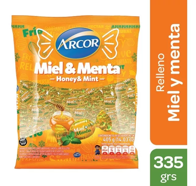 Caramelo duro Relleno miel y menta - 335 gr / 11,8 Oz. - Marca: Arcor