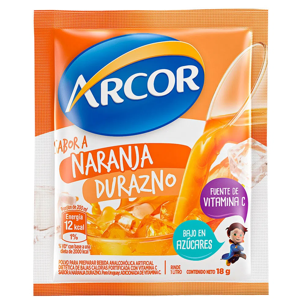 Jugo en polvo sabor Naranja y durazno - 18 gr / 0,6 Oz. - Marca: ARCOR