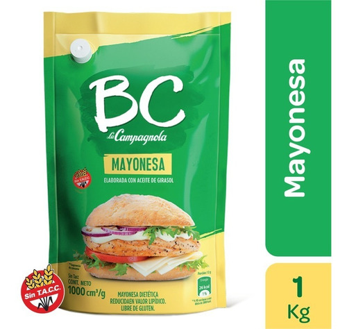 Mayonesa - 1000 cc / 33.8 fl Oz. - Marca: BC - LA CAMPAGNOLA