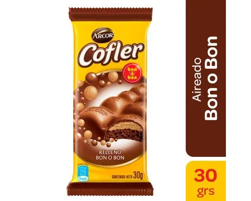 Tableta aireada Cofler con relleno bon o bon - 30 gr / 1,05 Oz.