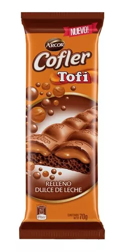 Tableta aireada Cofler con relleno dulce de leche tofi - 70 gr / 2,46 Oz.