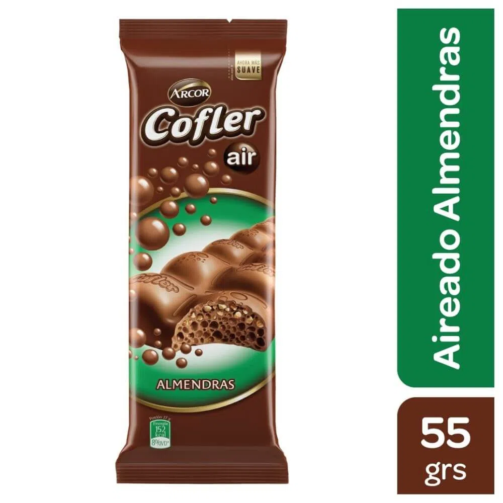 Tableta aireada Cofler con almendras - 55 gr / 1,94 Oz.