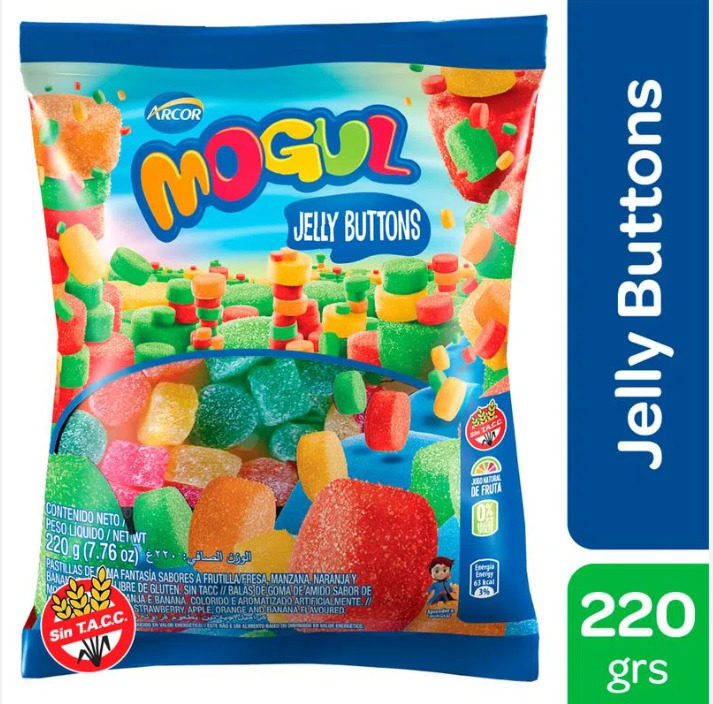 Gomitas Jelly buttons - 220 gr / 7.76 Oz. - Marca: Mogul