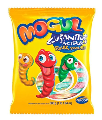 Gomitas Gusanitos ácidos - 500 gr / 17.6 Oz. - Marca: Mogul