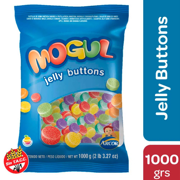 Gomitas Jelly buttons - 1 Kg / 35.2 Oz. - Marca: Mogul