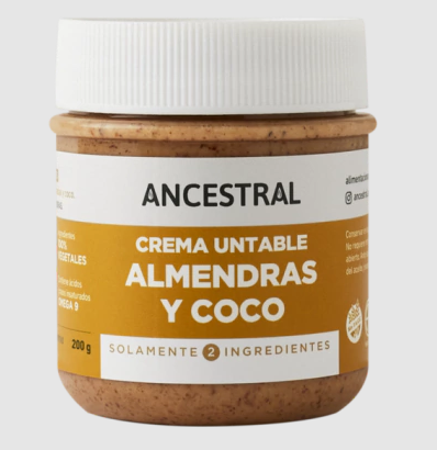 Crema untable de almendras y coco - 200 gr / 7 oz. - Marca: ANCESTRAL