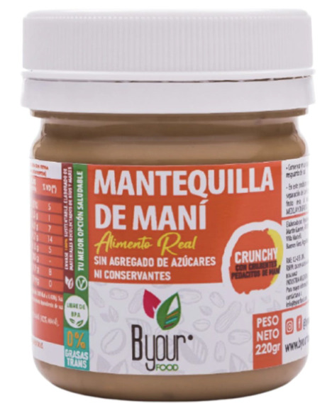 Mantequilla de maní crunchy - 220 gr. / 7,7 oz. - Marca: B Your Food