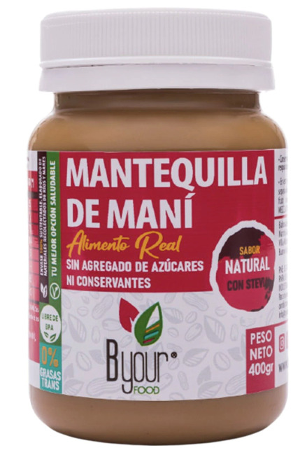 Mantequilla de maní endulzada con stevia - 400 gr. / 14,1 Oz - Marca: B Your Food