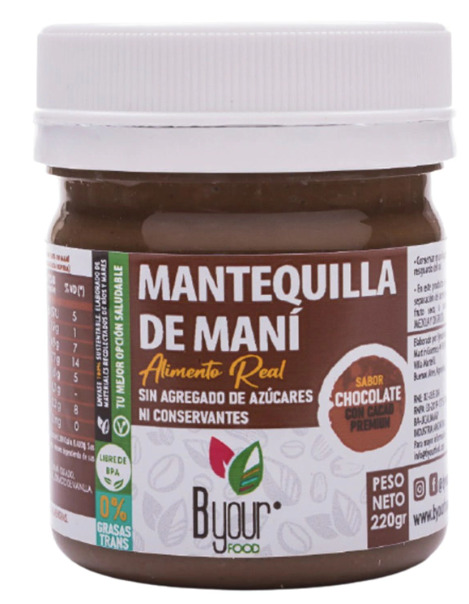 Mantequilla de maní con chocolate - 220 gr. / 7,7 oz. - Marca: B Your Food