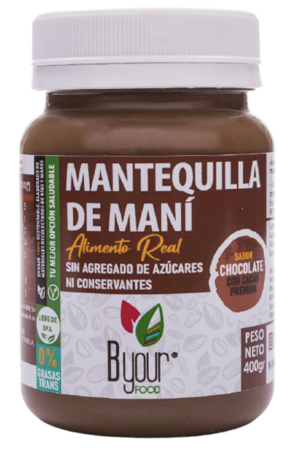 Mantequilla de maní con chocolate - 400 gr. / 14,1 Oz - Marca: B Your Food