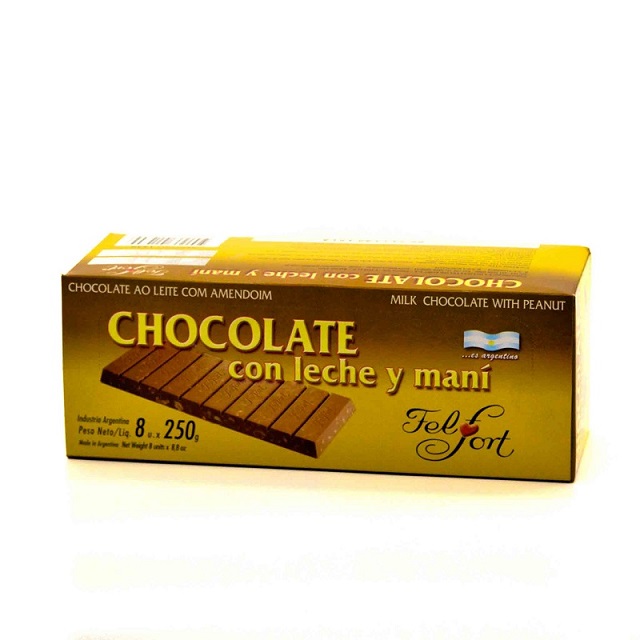 Chocolate con Leche y Maní - 8 u. x 250 gr. / 8,81 Oz.