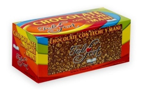 Chocolate Tabletón Leche y Maní (10 x 75 gr.) - 750 gr. / 26.4 Oz. - Marca: FELFORT