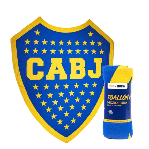 Toallón Con Forma Escudo Boca Juniors - Marca: CITY BLANCO
