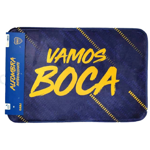 Alfombra antideslizante "Boca Juniors" - "Vamos Boca" con fondo Azul - Marca: CITY BLANCO