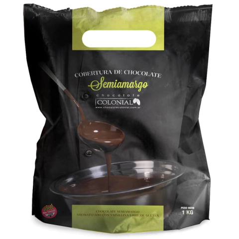 Chocolate cobertura semiamargo - 1Kg. / 2,2Lb. - Marca: COLONIAL