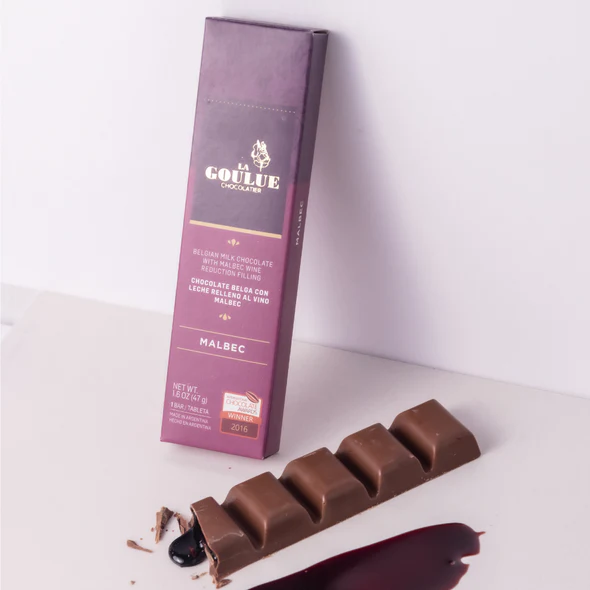 Tableta chocolate con leche y relleno de reduccion de malbec - 47gr. / 1,66Oz. - Marca: LA GOULUE