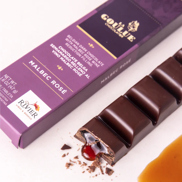 Tableta chocolate semiamargo, reduccion de malbec rose - 47gr. / 1,66Oz. - Marca: LA GOULUE