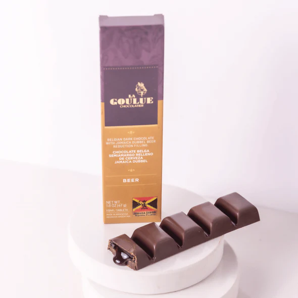 Tableta chocolate semiamargo , reduccion de cerveza jamaica dubbel - 47gr. / 1,66Oz. - Marca: LA GOULUE