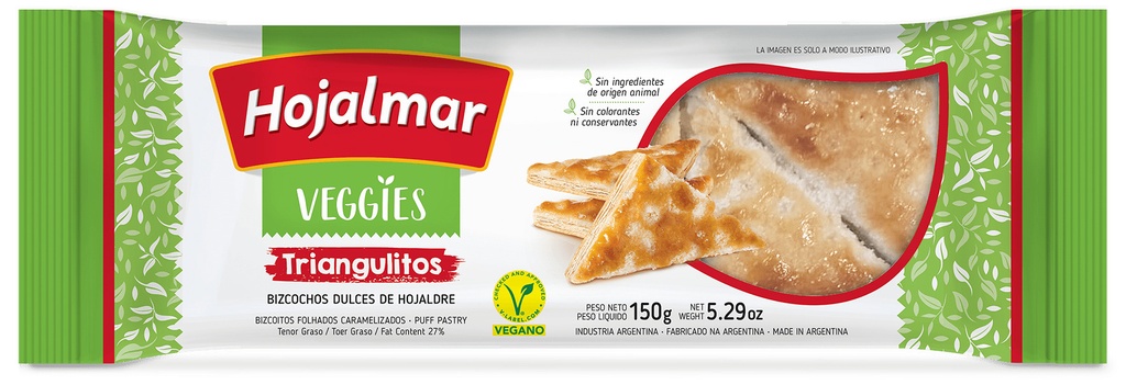 Galletitas dulces con forma de triangulitos - veggies - - 150gr. / 5,29Oz. - Marca: HOJALMAR