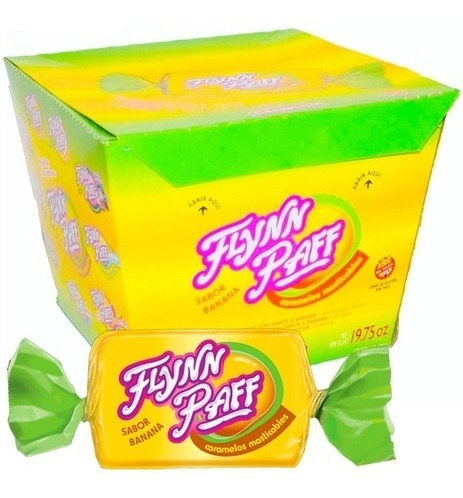 Caramelo masticable sabor banana - Caja x 70 u. - 560 gr. / 19,75 Oz. - Marca: FLYNN PAFF