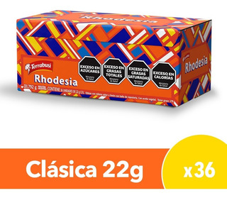 Rhodesia oblea rellena bañada en chocolate - 792gr. / 27,94Oz. - Caja x 36 unidades (22 gr. c/u) - Marca: TERRABUSI