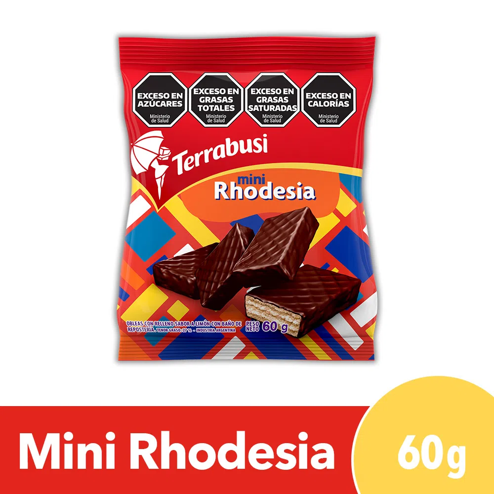 Mini rhodesia oblea rellena bañada en chocolate - 60gr. / 2,12Oz. - Por paquete - Marca: TERRABUSI