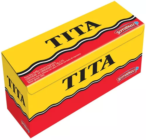 Tita galletita rellena bañada en chocolate - 648gr. / 22,86Oz. - Caja x 36 unidades (18 gr. c/u) - Marca: TERRABUSI