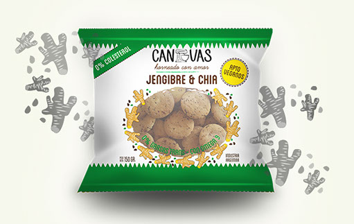 Galletitas dulce con jengibre y semillas de chia - 150gr. / 5,29Oz. - Marca: CANVAS