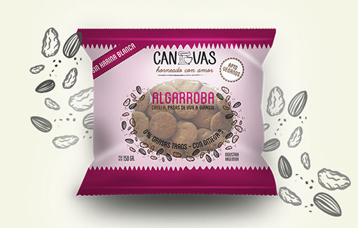 Galletitas dulce con Harina de algarroba, semillas de girasol, canela y pasas de uva - 150gr. / 5,29Oz. - Marca: CANVAS
