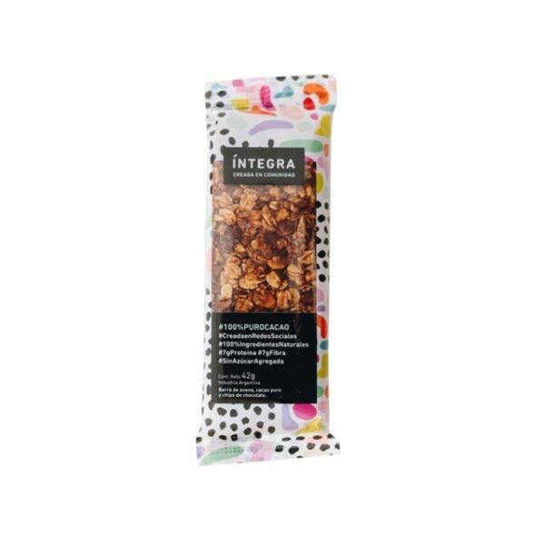 Barra de cereal Cacao y Chips de Chocolate - Paquete - 42 gr. / 1,48 Oz. - Marca: Integra