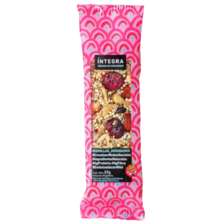 Barra de cereal Semillas y Arándanos - Paquete - 27 gr. / 0,95 Oz. - Marca: Integra