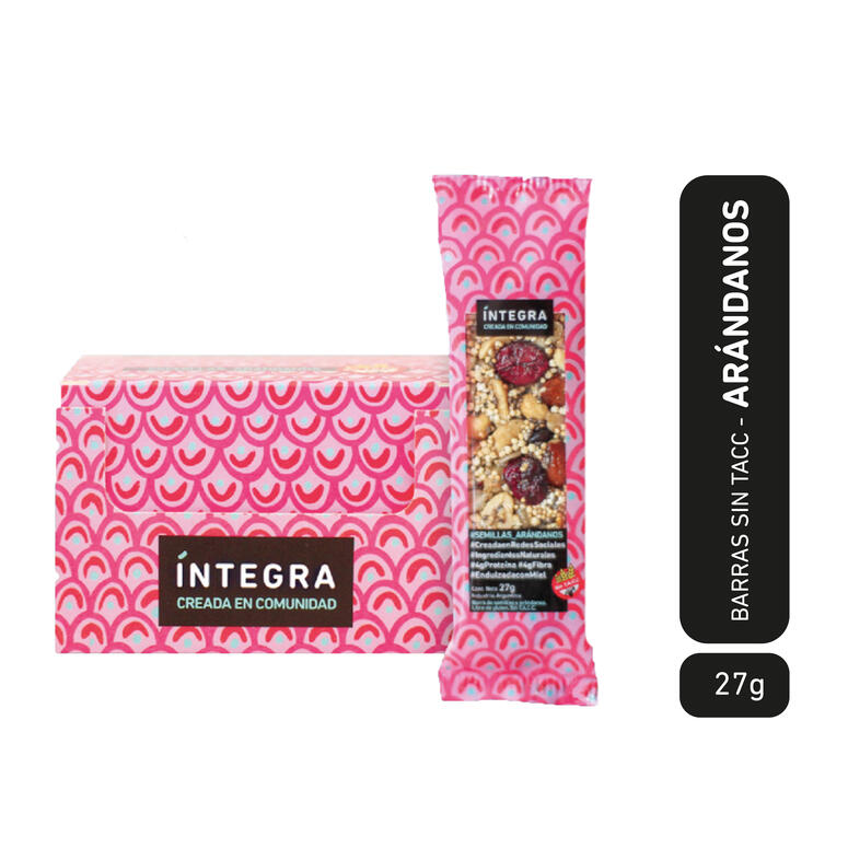 Barra de cereal Semillas y Arándanos- Display x 10 u. - Marca: Integra