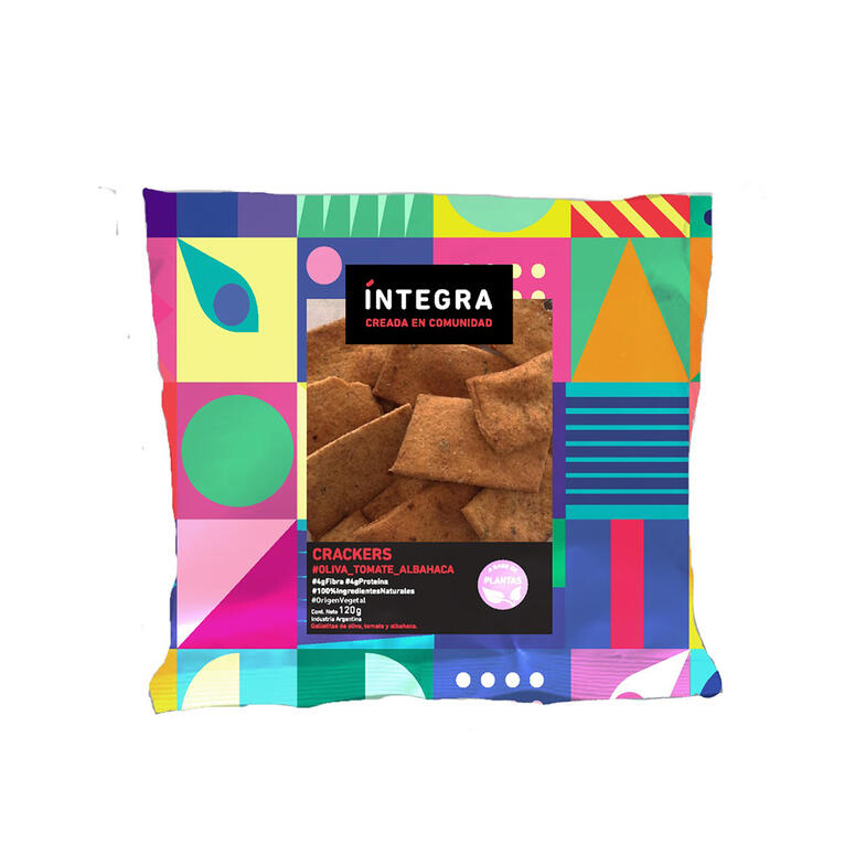 Crackers Oliva, Tomate y Albahaca - Paquete - 120 gr. / 4,23 Oz. - Marca: Integra